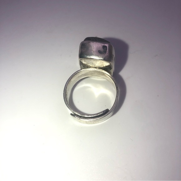 vtg Sterling Millefiori Floral Murano Glass Cocktail Ring Sz 8 Adjustable - Picture 4 of 7